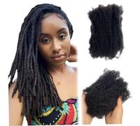 Cabello humano afro a granel, cabello rizado suave y a granel, trenzado humano natural, afro para el de reparación de rastas, 8 pulgadas..