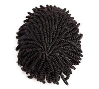 Cabello humano de 6 pulgadas, 0,1 mm, con base de piel, para rastas trenzadas, crochet trenzado, prótesis capilar parruca (negro natural, 7 x 9)