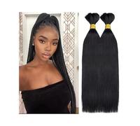 Cabello humano liso a granel for trenzar, sin trama, 100 g/paquete, cabello virgen brasileño sin procesar(22inches)