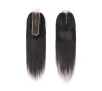 Cabello humano liso con cierre de encaje suizo HD de 2 x 6 pulgadas, línea natural, color negro natural Adorno de pelo para mujer(12inch)