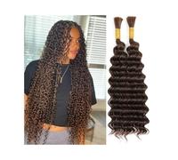 Cabello humano ondulado a granel for trenzar #2, cabello virgen castaño oscuro, microtrenzas a granel(18 18 inches)