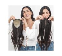 Cabello humano ondulado para mujer, 15 x 16 cm, con borde de poliuretano, extensiones de pelo virgen europeo ondulado de 20,3 a 55,88 cm para cabello más grueso (14 i