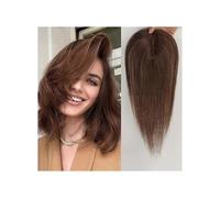 Cabello Humano para Mujeres Adornos for cabello humano, 9x10 cm, Base de encaje, Clips en el cabello, adornos for cabello humano Remy de 10 pulgadas de largo for mujeres(Chocolate Brown)