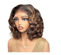 Cabello humano resaltado 13x4 HD transparente con encaje frontal 4/27 rubio ombré liso frontal sin pegamento pre-arrancado for mujeres negras(12inch)