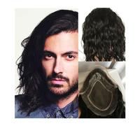 Cabello masculino 8*10 Tupé rizado natural 12IN Tupé de cabello humano virgen europeo for hombres Peluca Mono encaje con PU alrededor de pelucas for hombres Cabello de tupé Pelucas de uso diario(Natur