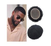 Cabello masculino Indian Human Hair Afro Curly Hair Prosthesis Mens Toupee Breathable Full Lace Base Men's Hairpiece Pelucas de uso diario(4mm)
