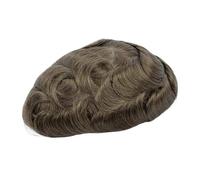 Cabello masculino Peluca de cabello humano natural con cabello gris for hombre, prótesis capilar for hombre, pelucas de cabello humano indio de PU con encaje suizo for hombres Pelucas de uso diario(5#