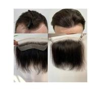 Cabello masculino Peluca frontal con encaje invisible de alta definición, sistema de cabello europeo, peluca frontal con encaje francés en forma de V, peluca de cabello humano for hombres, color negro