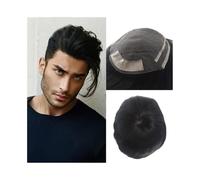 Cabello masculino Peluca masculina con base mono soldada fina, sistema de reemplazo for hombres, peluquín de cabello humano natural Pelucas de uso diario(14x21cm)
