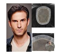 Cabello masculino Peluquín for hombre, postizo de repuesto, peluquín de cuero cabelludo biológico hecho a mano, prótesis de cabello humano masculino, sistemas de cabello lacio natural transpirable, pe