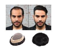 Cabello masculino Peluquín for hombres, cabello humano indio, revestimiento fino de monopoliéster alrededor del maniquí, sistema de cabello de monofilamento NPU transpirable, prótesis capilar for homb