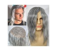 Cabello masculino Prótesis capilar masculina de 10 x 8 pulgadas con base de encaje francés completo, peluquín for hombres de 12 pulgadas, cabello humano Remy, sistema de cabello europeo 1B mixto 80%