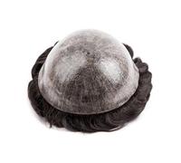 Cabello masculino PU de inyección piel fina, sistema reemplazo cabello humano con base polivinílica, peluquín for hombre Pelucas de uso diario(6x7)