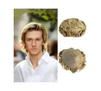 Cabello masculino Tupé de cabello humano indio rubio for hombre, 613#, 0,08-0,10 mm, base fina, prótesis capilar. Pelucas de uso diario(6x8)
