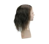 Cabello masculino Tupé de cabello humano liso for hombres, pelucas encaje mono, postizo repuesto PU, 12 pulgadas Pelucas de uso diario(4#)