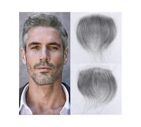 Cabello masculino Tupé for hombre, línea frontal en V, cabello humano liso, piel sintética ultrafina, prótesis capilar for hombre. Pelucas de uso diario(16x1.8cm)