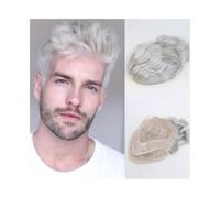 Cabello masculino Tupé for hombre, monofilamento de encaje con piel fina de PU, transpirable, prótesis capilar masculina #1B90, sistema de cabello humano gris Pelucas de uso diario
