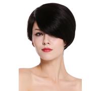 Cabello Natural Peluca de Mujer Corto Raya Liso Voluminoso Negro RGH-5334-HH