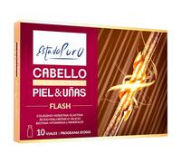 Cabello Piel y Uñas Estado Puro Flash | Colágeno Hidrolizado, Ácido Hialurónico, Silicio, Keratina y Elastina | Nutricosmética Avanzada | 10 Viales Bebibles TONGIL