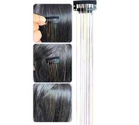Cabello Tinsel Clip -In - 12pcs Colorido Glitter S m mechones para el cabello | Extensiones de cabello ondulada/rizada resistente al calor para fiestas - reflejos de cabello temporal brillante para ni