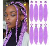 Cabello trenzado preelástico profesional Easy Crochet Braid Hair 26 pulgadas, 8 paquetes de ajuste de agua caliente, pelo sintético suave (66 cm morado claro) (púrpura brillante, 66 cm)
