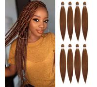 Cabello trenzado preestirado ROSDINA - 26 pulgadas, 8 paquetes, marr n, s per largo