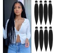 Cabello trenzado preestirado ROSDINA - 30 pulgadas, 8 paquetes, negro natural