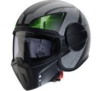 Caberg Ghost X Vyrus Casco Jet, negro mate/gris/verde, Talla XS (53/54)