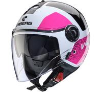 Caberg Riviera V4 X Alpha Casco Jet, negro/blanco/rosa, Talla S (55/56)