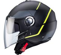 Caberg Riviera V4 X Geo, casco jet S male Mate Negro/Gris/Amarillo Neón