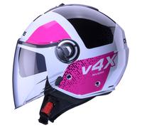 Caberg Riviera V4 X Alpha Casco Jet, negro-blanco-rosa, tamaño M para Hombres