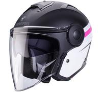 Caberg Soho Zephir Casco Jet, negro mate/blanco/rosa, Talla M (57/58)