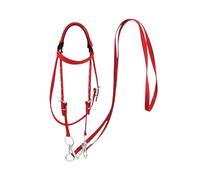 Cabestro acolchado de peluche con mentón ajustable, cabestro de entrenamiento con hardware galvanizado, accesorio ecuestre en dos tamaños (Red L)