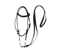 Cabestro acolchado de peluche con mentón ajustable, cabestro de entrenamiento con hardware galvanizado, accesorio ecuestre en dos tamaños (Black S)