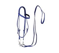 Cabestro acolchado de peluche con mentón ajustable, cabestro de entrenamiento con hardware galvanizado, accesorio ecuestre en dos tamaños (Blue S)