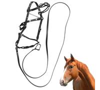 Cabestro de caballo, piel sintética, ajuste ergonómico cómodo, equipo estable ajustable, diseño de hebilla de metal | competición de entrenamiento, equitación diaria, manipulación, cuidado ecuestre