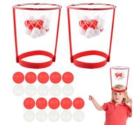 Cabeza Aro de Baloncesto 2 Piezas Juguetes Baloncesto Juego Fiestas Cesta Ajustable para Interior con Cesta y 20 Pelotas Divertido Juego de Acción para Niños y Adultos
