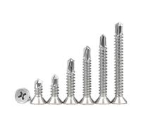 Cabeza de acero inoxidable con tornillos de perforación Tornillos autorroscantes de cola de milano de acero inoxidable 410, cabeza plana M4,2-M5,5 x 13-50 mm, lote de 50 (13 mm, M5.5)