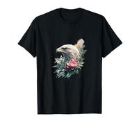 Cabeza de águila calva Retrato Halcón Pájaro Floral Naturaleza Camiseta