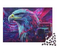 Cabeza de águila Colorida Puzzle de 1000 Piezas Puzzle para Toda la Familia Escena de Carretera Americana Puzzle para Adultos Papel Decoración Regalo 52x38cm/1000pcs