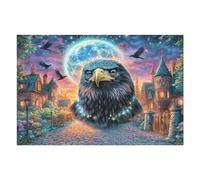 Cabeza de águila Frente a un Castillo Estrellado Puzzles 1000 Piezas Desafío Nivel Difícil Tiempo Feliz Rompecabezas para Adultos Aliviar Estrés Decoración Hogar DIY Moderno Portátil 1000 PCS