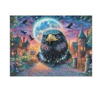 Cabeza de águila Frente a un Castillo Estrellado Puzzles 500 Piezas Estera Portátil 3D Tiempo Feliz Rompecabezas Familiar para Adultos Aliviar Estrés Decoración Hogar Moderno Creativo 500 PCS
