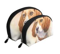 Cabeza de Beagle Acuarela, Bolsa de Maquillaje de Concha, Monedero pequeño para Mujer, Bolsa de artículos de tocador, Bolsa de cosméticos, 2 Piezas