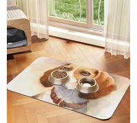 Cabeza de Beagle en Acuarela,Tapete para Comida de Mascotas, manteles Individuales de Cuero sintético para Gatos y Perros,40x60cm