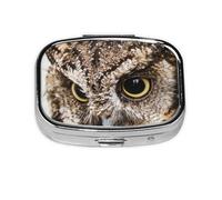 cabeza de búho, Pastillero cuadrado para bolsillo o monedero, pequeño contenedor de pastillas, organizador de pastillas de viaje