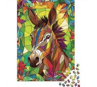 Cabeza de Caballo Mosaico Colorido Puzzle de 1000 Piezas Papel Puzzle para Adultos Estilo Artístico Decoración Familiar Relajación Hogar 38x26cm/1000pcs