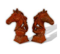 Cabeza de caballo pareja figura jardín escultura hierrro estatua estilo antiguo