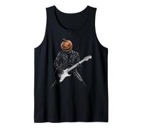 Cabeza de Calabaza Guitarra Halloween Música Rock Jack O Lantern Camiseta sin Mangas
