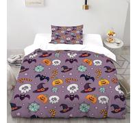 Cabeza de Calabaza Juego De Cama Tamaño Elegant Comfort Lujoso pequeño patrón Bedding Funda De Edredón 2 Piezas -Incluye 1 Fundas De Almohada(50 * 75),Single(135x200cm)