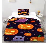 Cabeza de Calabaza Juego De Ropa De Cama Elegant Comfort Lujoso pequeño patrón Bedding Funda De Edredón 2 Piezas - 1 Funda De Almohada(50 * 75) Single(135x200cm)